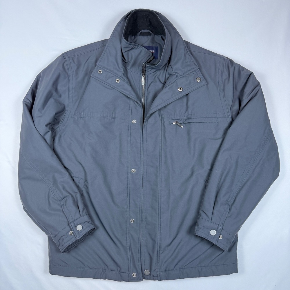 Roundtree & Yorke Field Jacket Mens Medium Gray Quilted Lined Full Zip Utility